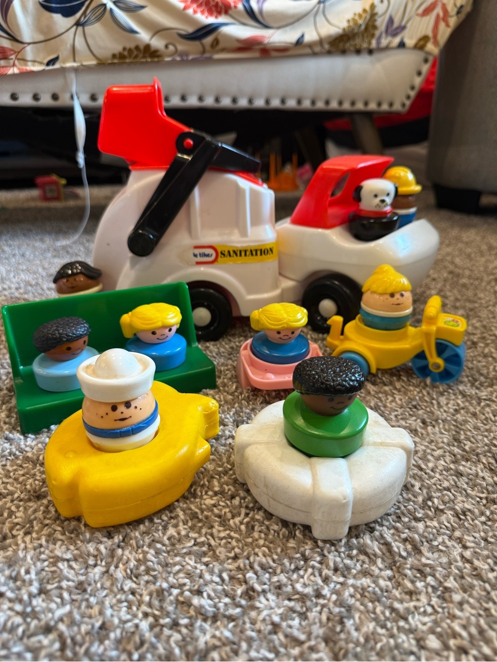 Little Tikes toddle tots sanitation truck bench trike life savers people dog